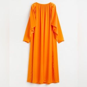 Orange Satin Midi Dress